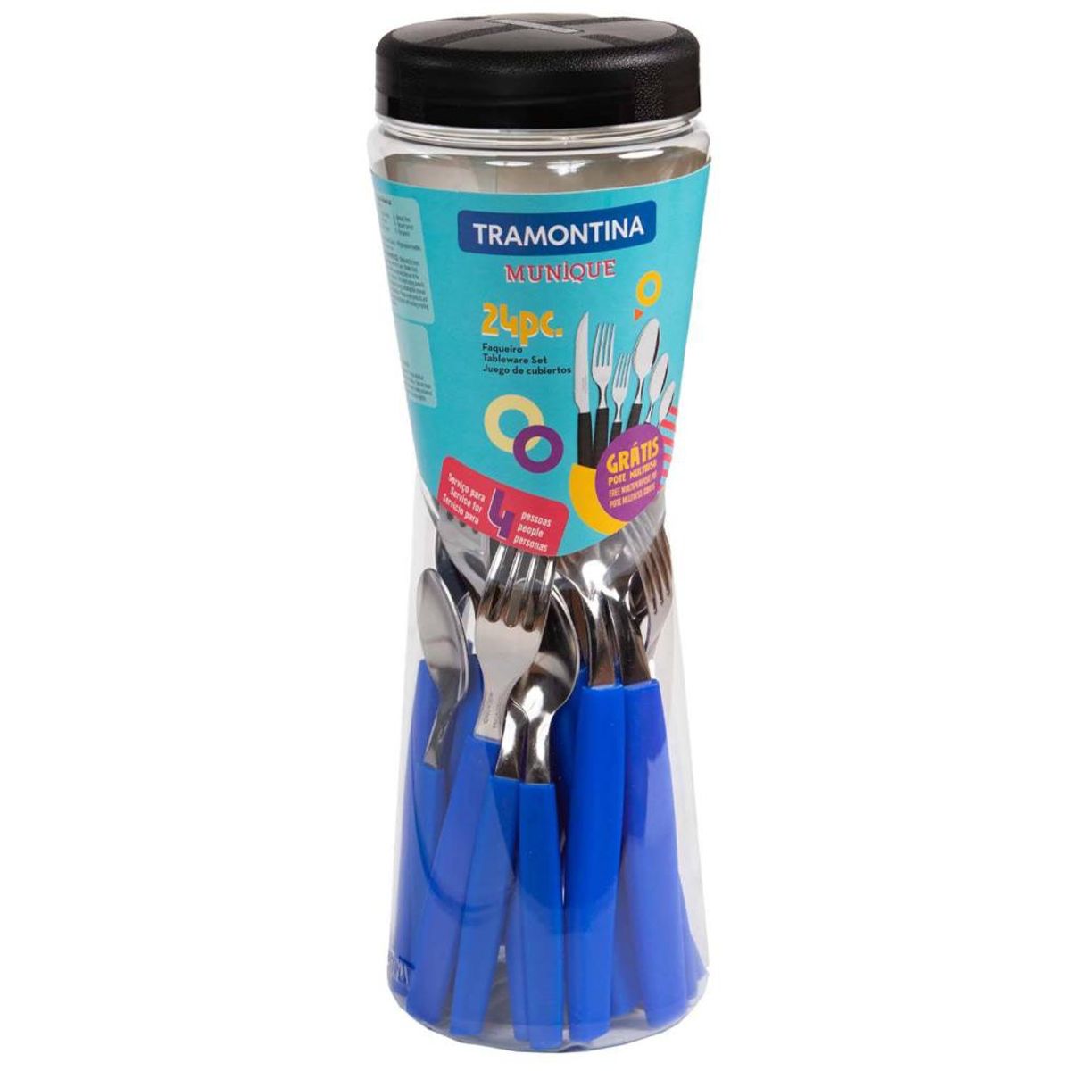 TRAMONTINA - JUEGO DE CUBIERTOS 24 PIEZAS AZUL PARA 4 PERSONAS