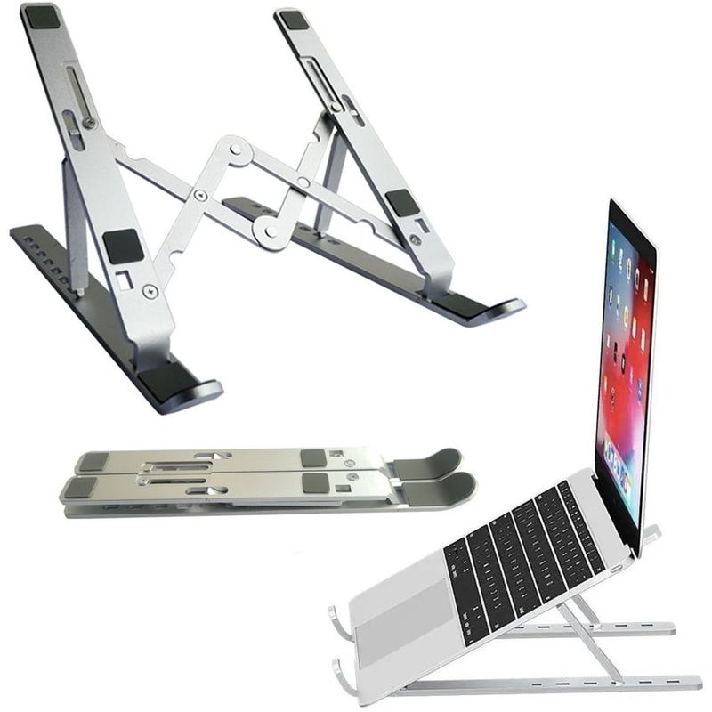 GENERICO - Soporte de aluminio ajustable portátil para notebook plateado.
