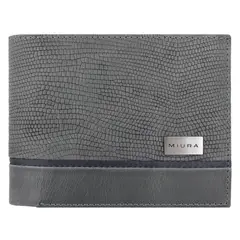 MIURA - Billetera Hombre Mod Bartolomeo Gris 100 % Cuero Natural