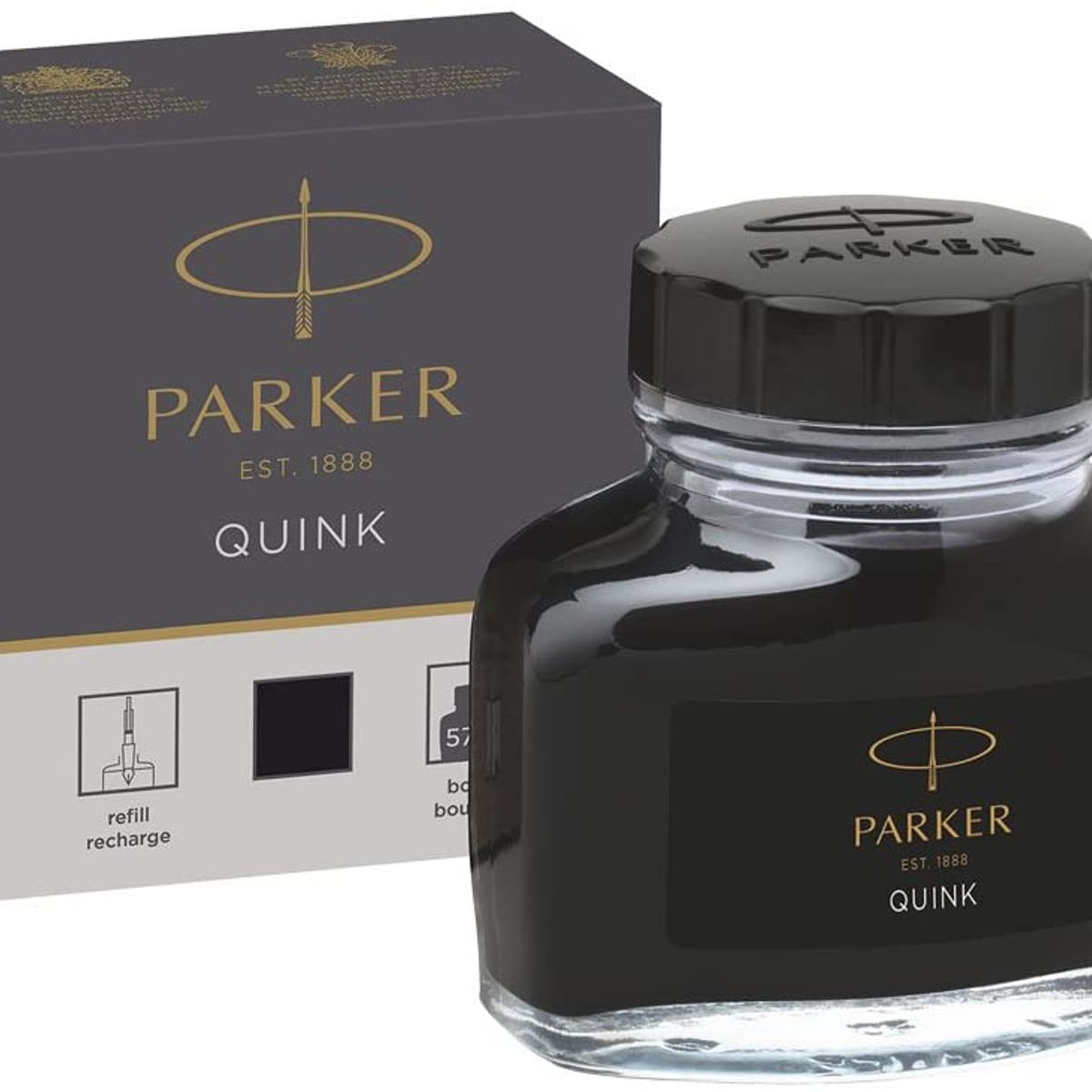PARKER - Tinta Para Pluma Quink Botella Tintero Negro 57ml Parker