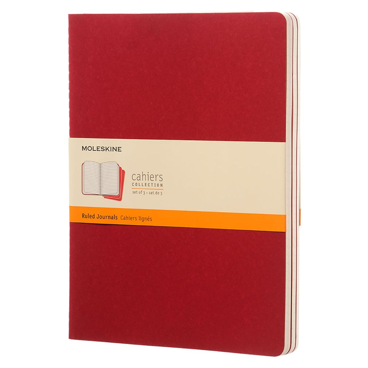 MOLESKINE - Moleskine Libretas Cahier. Set De 3 / Grande / Rojo / rayas