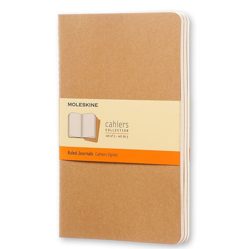 MOLESKINE - Libretas Cahier. Set de 3 - T. Blanda - Large - Marron - Lisa