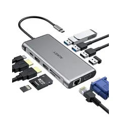 AUKEY - HUB 12 en 1 USB-C Gris - CB-C78 - Gris