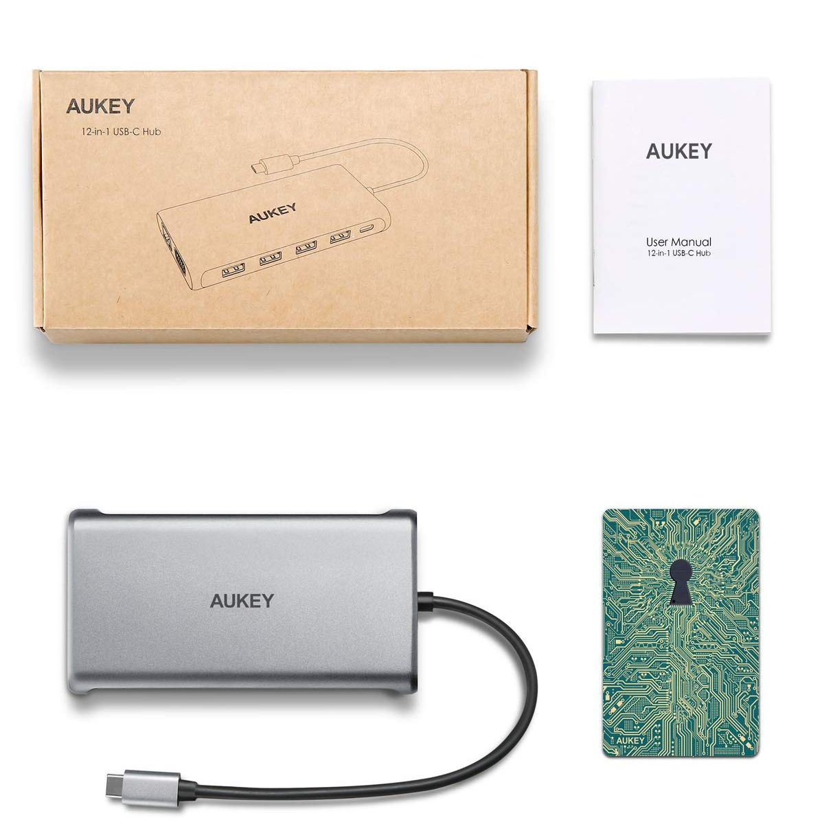 AUKEY - AUKEY HUB 12 en 1 USB-C Gris - CB-C78 - Gris