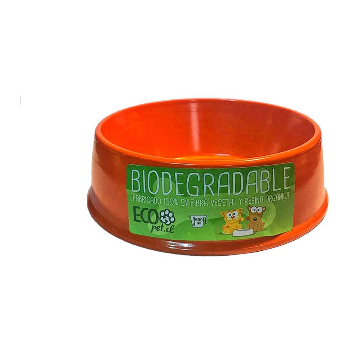 ECOPET - Plato mascota bio bambu Ecopet redondo pequeño naranjo