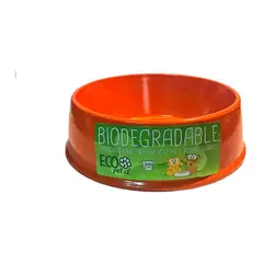 ECOPET - Plato mascota bio bambu redondo pequeño naranjo