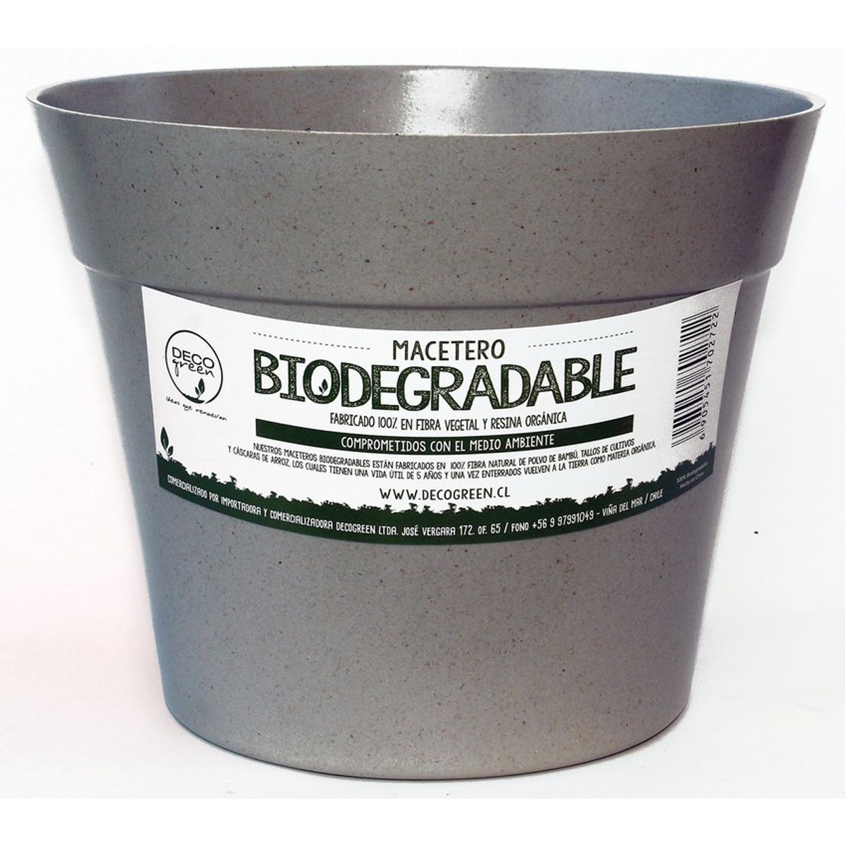 DECOGREEN - Macetero de bamboo biodegradable decogreen clásica - gris 25x25x17