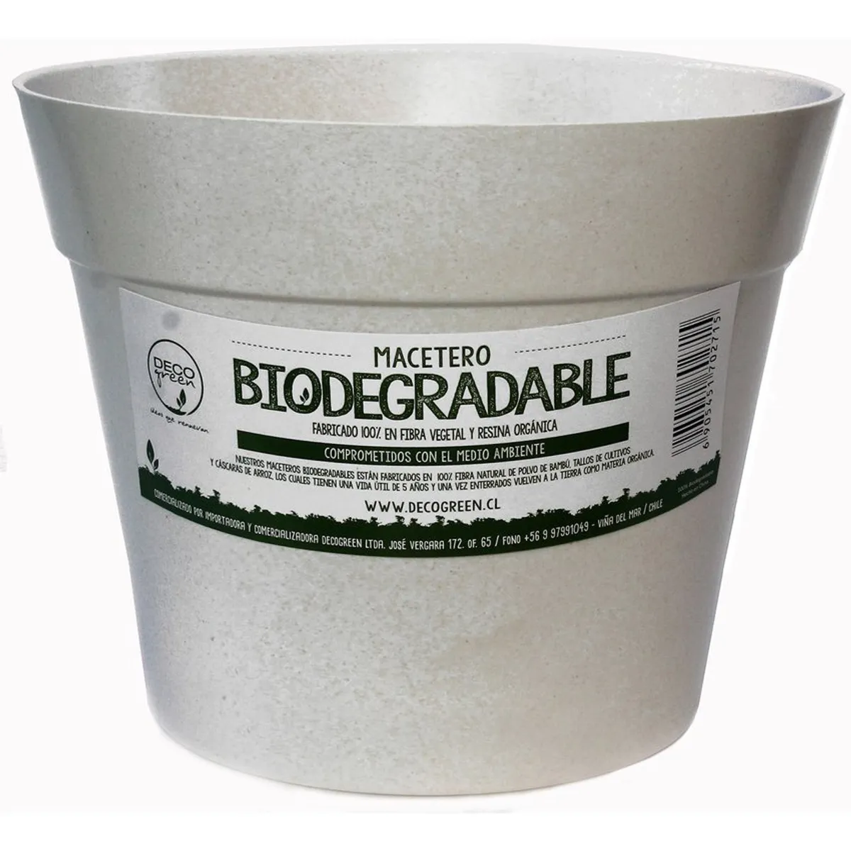 DECOGREEN - Macetero de bamboo biodegradable decogreen clásica - blanca 25x25x17