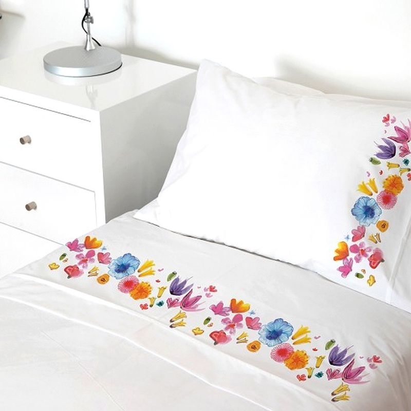 TUYO PRINT - Juego de Sábanas, Jardin de Flores, 1 plaza