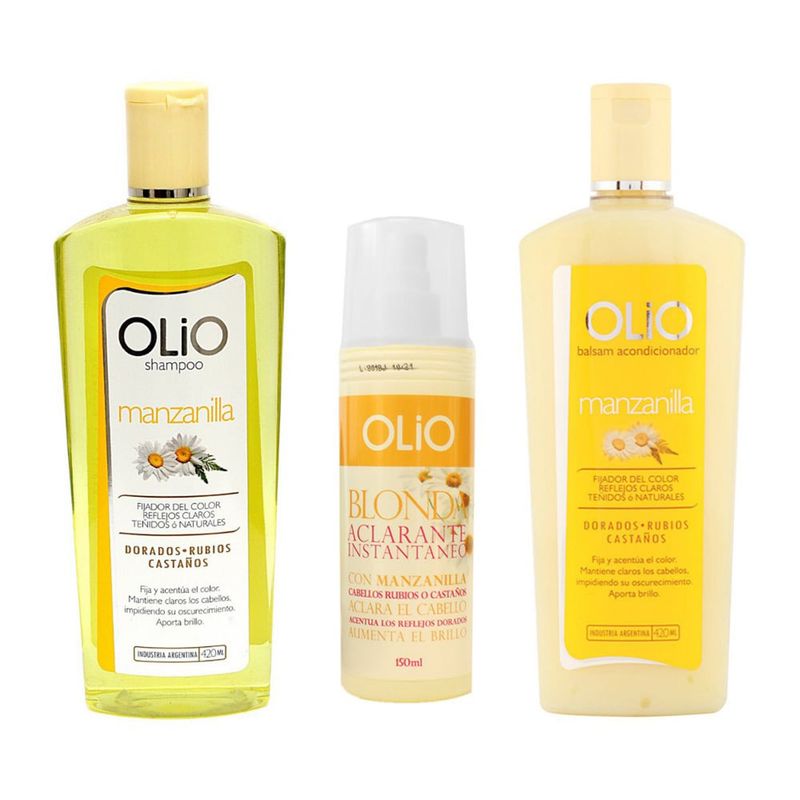 OLIO - Kit Shampoo + Acondicionador + Aclarante Cabello Rubio Cvl