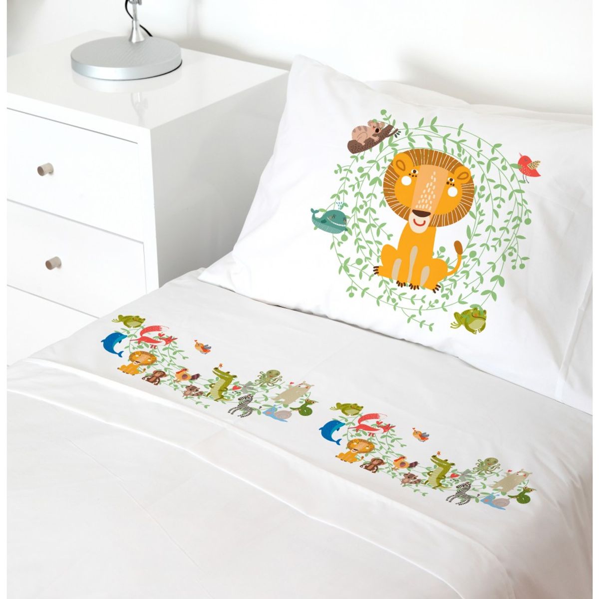 TUYO PRINT - Juego de Sábanas 1 Plaza, Zoo