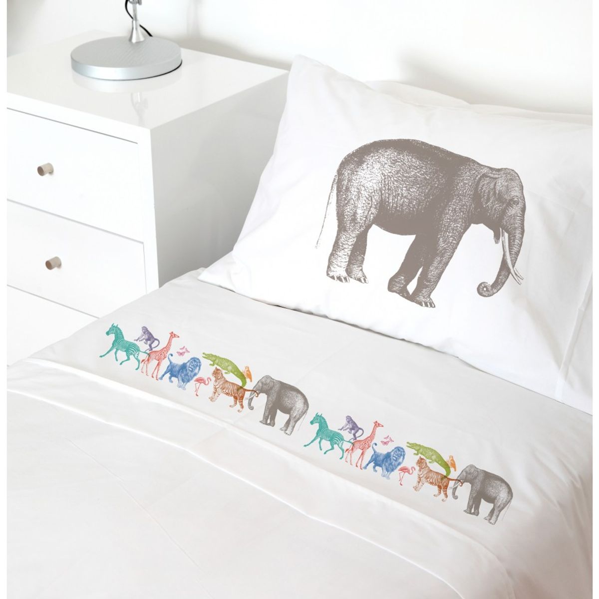 TUYO PRINT - Juego de Sábanas 1 Plaza,  Safari