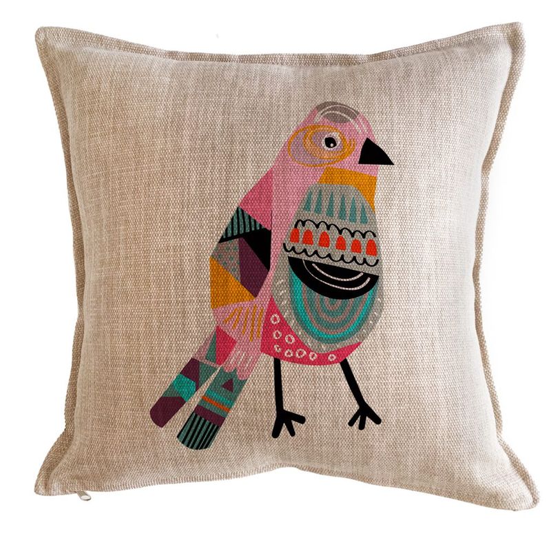 TUYO PRINT - Cojín Pájaros Colores Rosado 45x45
