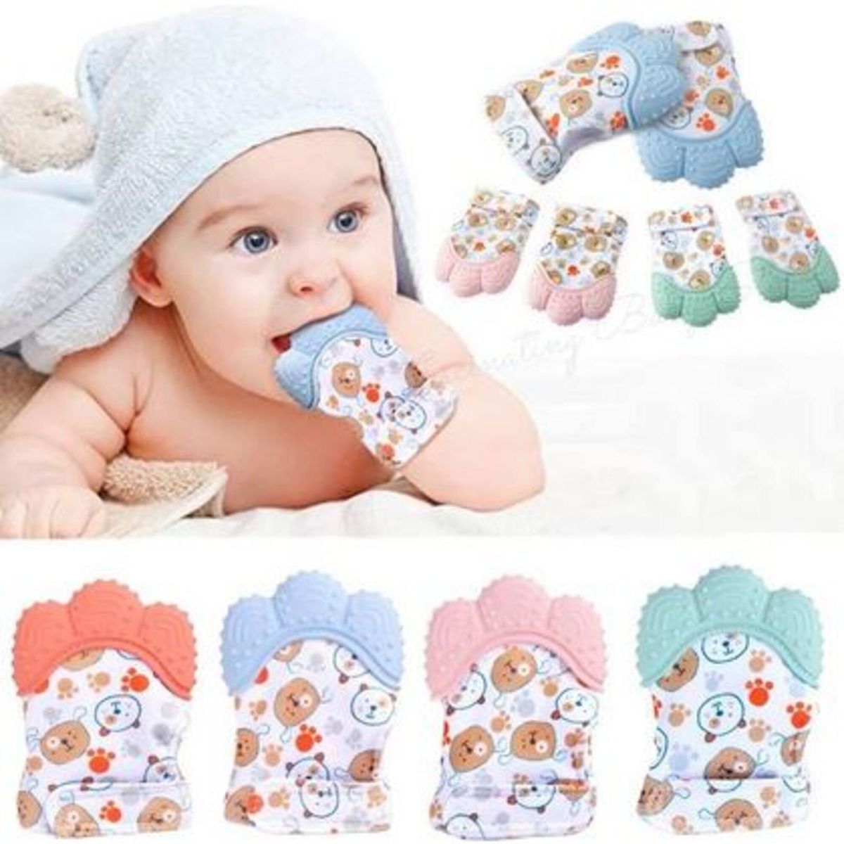 GENERICO - Guante mordedor silicona bebe color niño