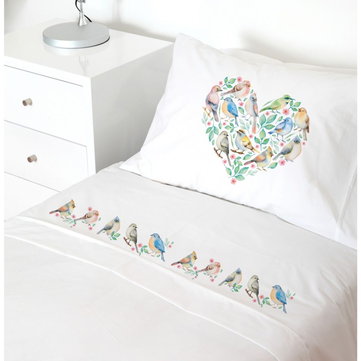 TUYO PRINT - Juego de Sábanas 15 Plazas Pajaritos