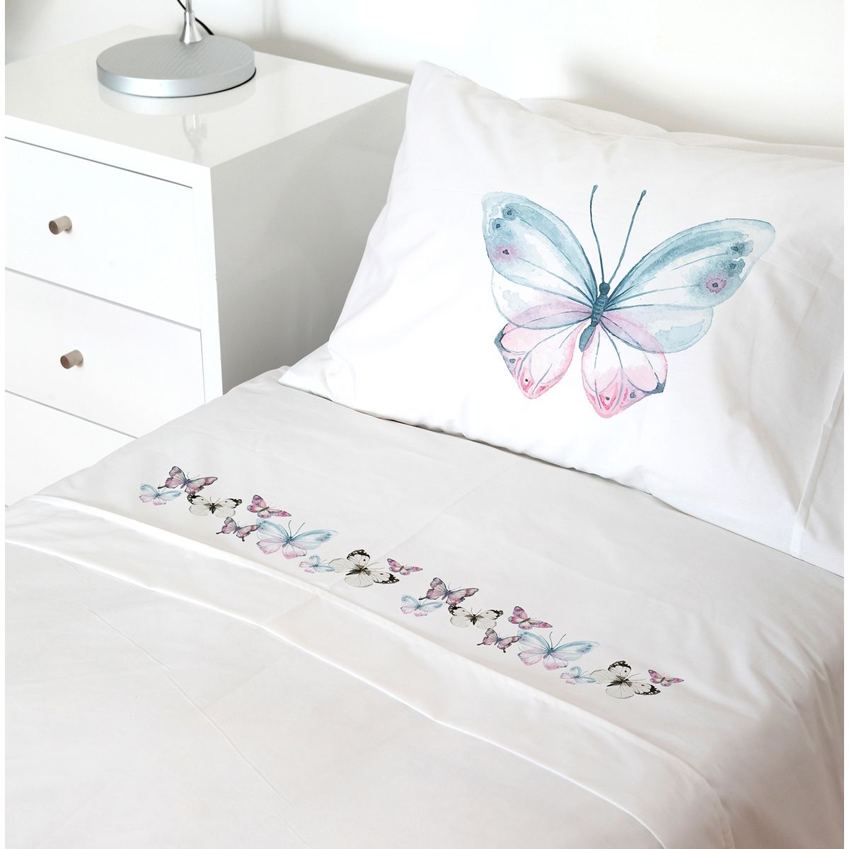 TUYO PRINT - Juego de Sábanas 15 Plaza  Mariposas