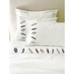 TUYO PRINT - Juegode Sábanas 2 Plazas, Plumas Grises
