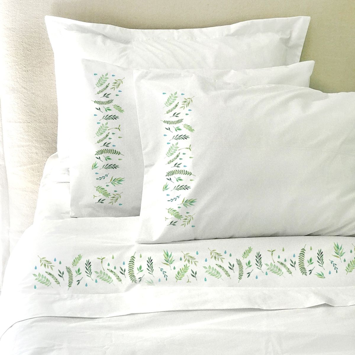 TUYO PRINT - Juego De Sábanas King Hojas Verdes