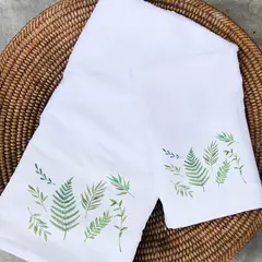 TUYO PRINT - Juego de Toallas Mano y Visita Hojas Verdes