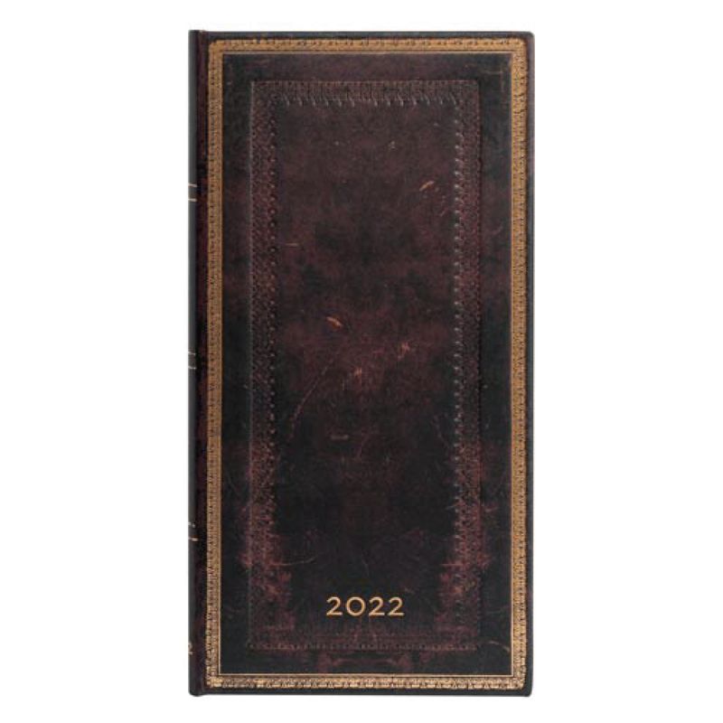 PAPER BLANKS - Agenda 2022 Black Moroccan Slim Tapa Dura Semana A La Vista