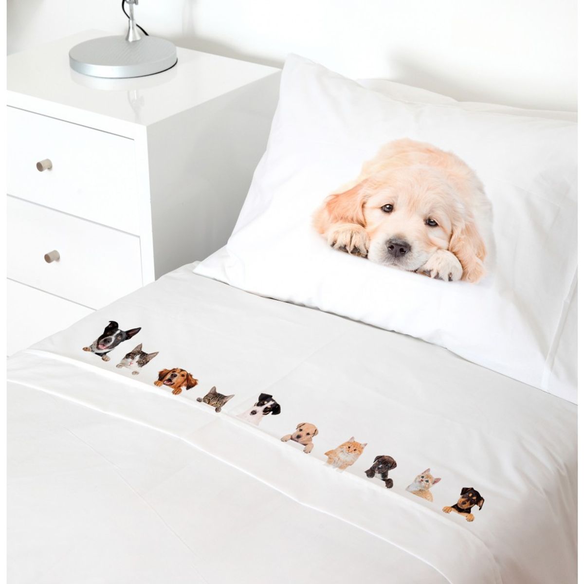 TUYO PRINT - Juego de Sábanas 1 Plaza, Animal Friend