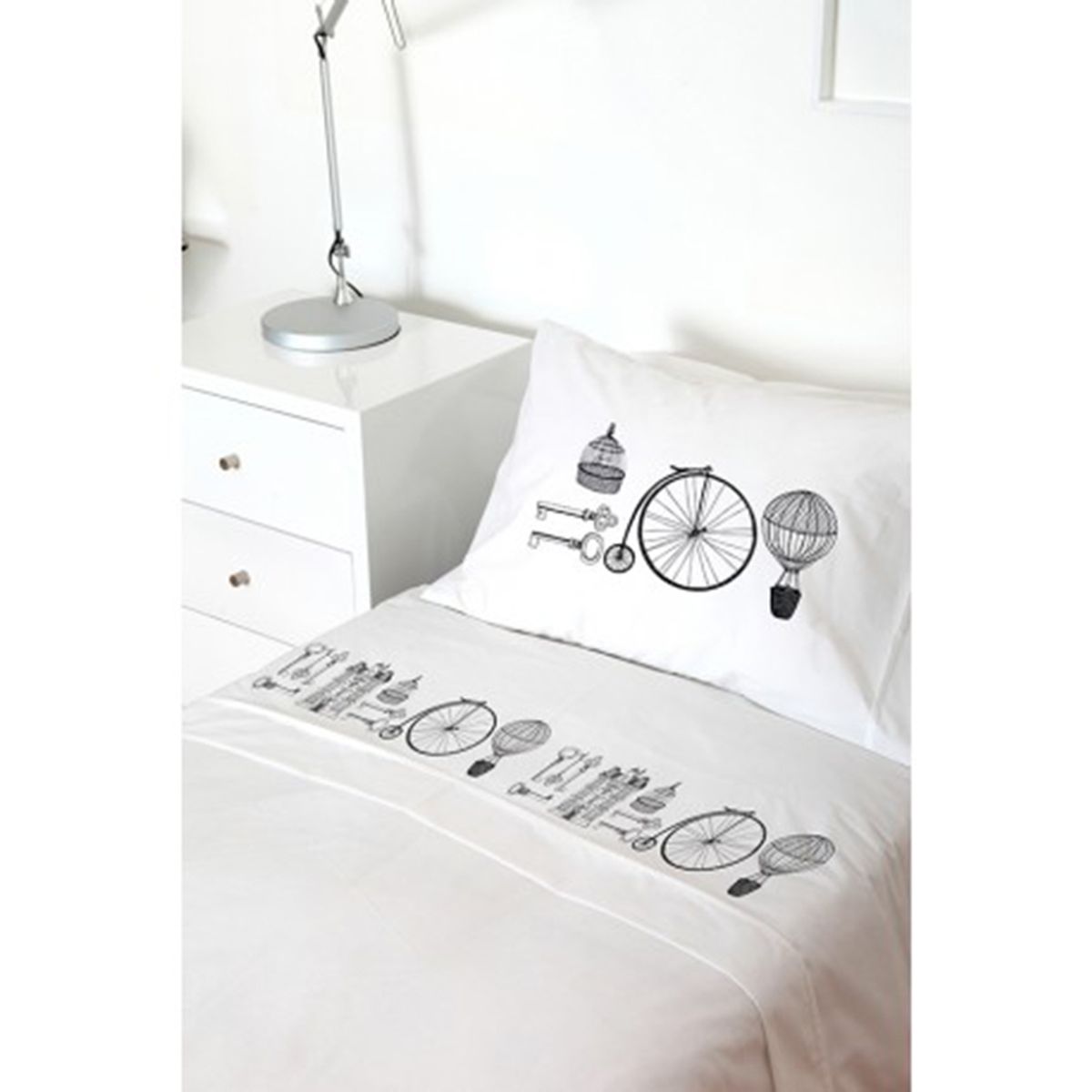 TUYO PRINT - Juego De Sábanas 1 Plaza, Retro