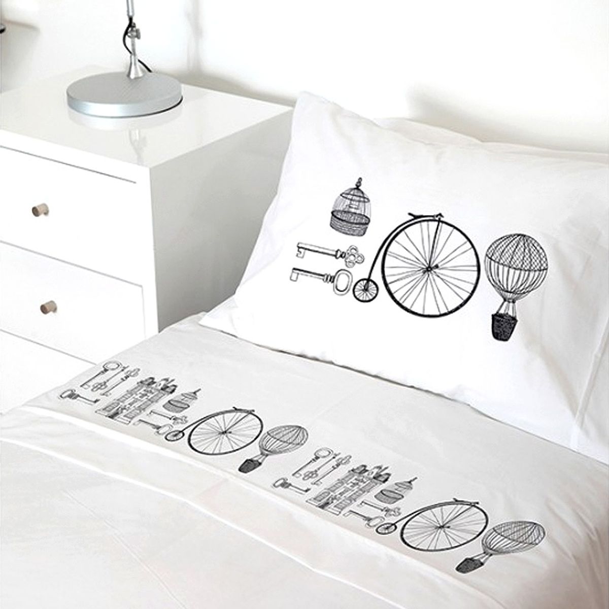 TUYO PRINT - Juego De Sábanas 1 Plaza, Retro