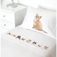 TUYO PRINT - Juego de Sábanas 15 Plaza Cat Lovers