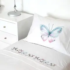 TUYO PRINT - Juego De Sábanas 1 Plaza, Mariposas