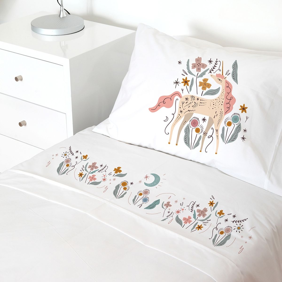 TUYO PRINT - Juego de  Sábanas Transición, Unicornio