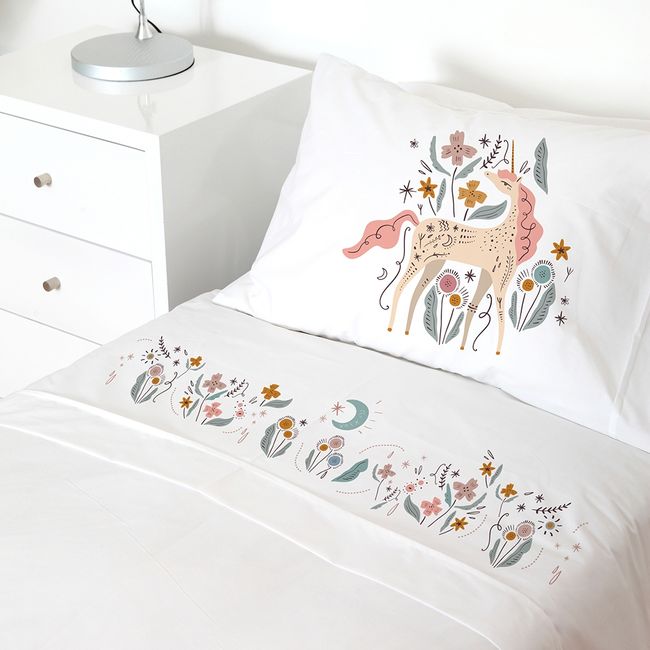 TUYO PRINT - Juego de  Sábanas Transición, Unicornio