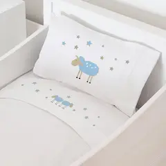 TUYO PRINT - Juego de Sábanas Cuna Ovejita Celeste