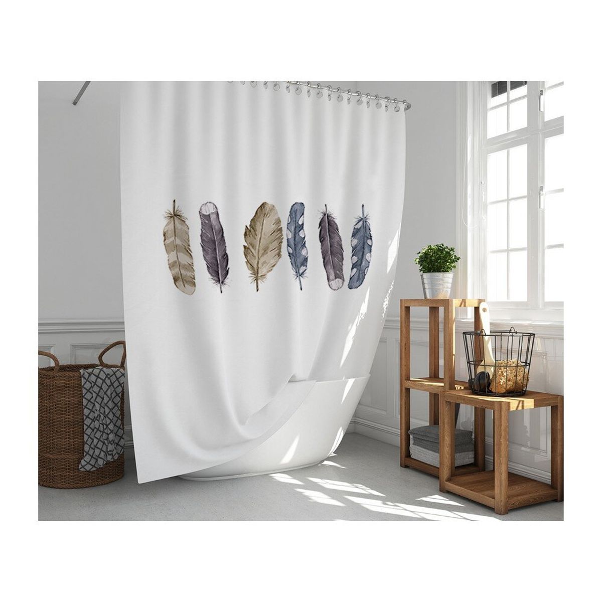 TUYO PRINT - Cortina de Baño Plumas Grises - Tuyo Print