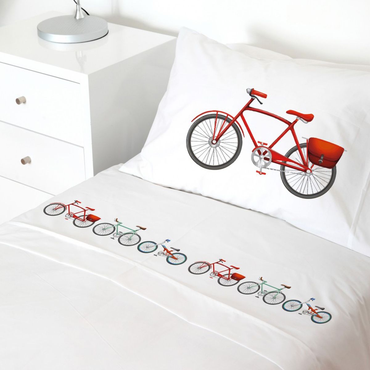 TUYO PRINT - Juego de Sábanas 15 Plaza Bicicletas