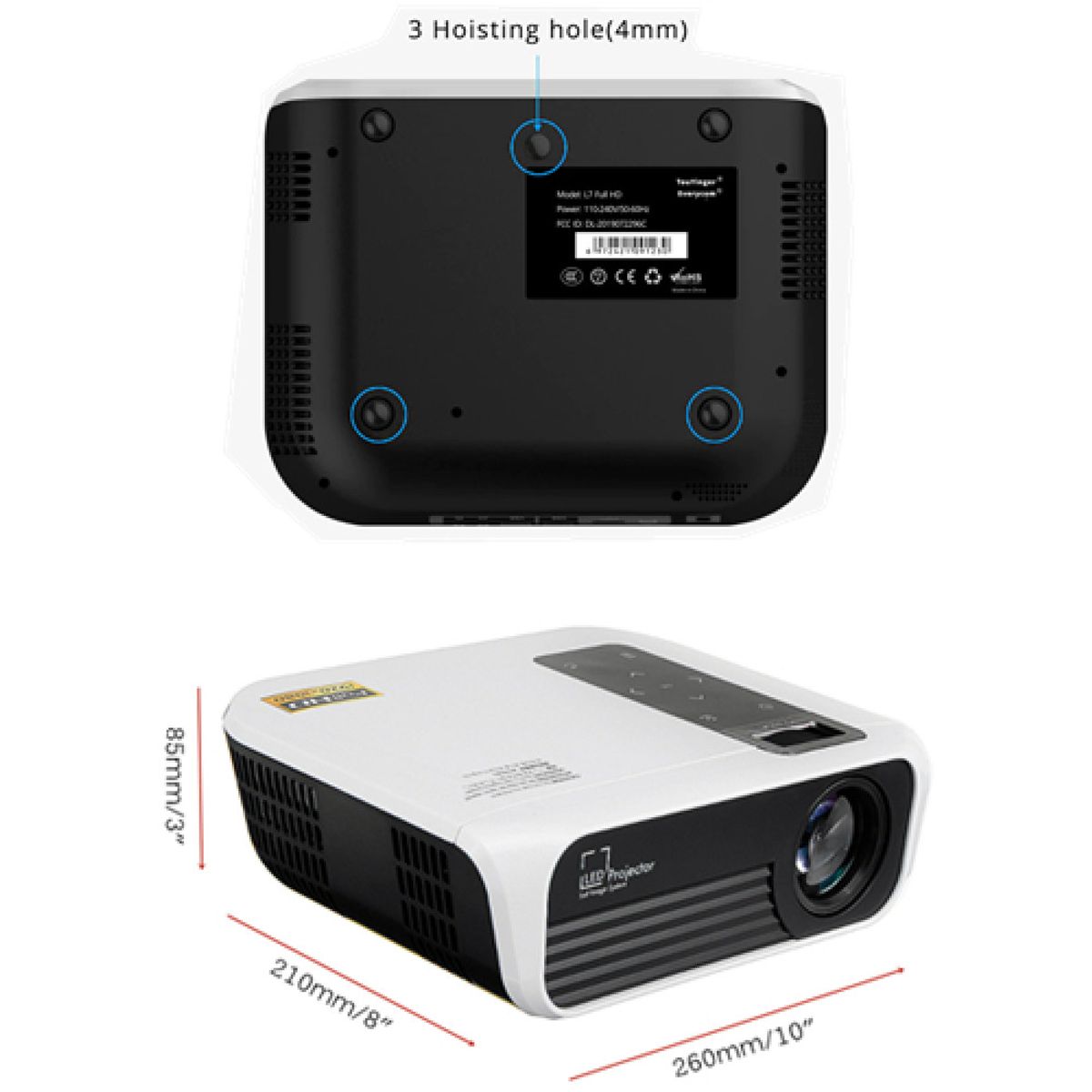 CASTLETEC - Proyector Led T8 Android Full Hd 1080P 4500 Lm Dlna