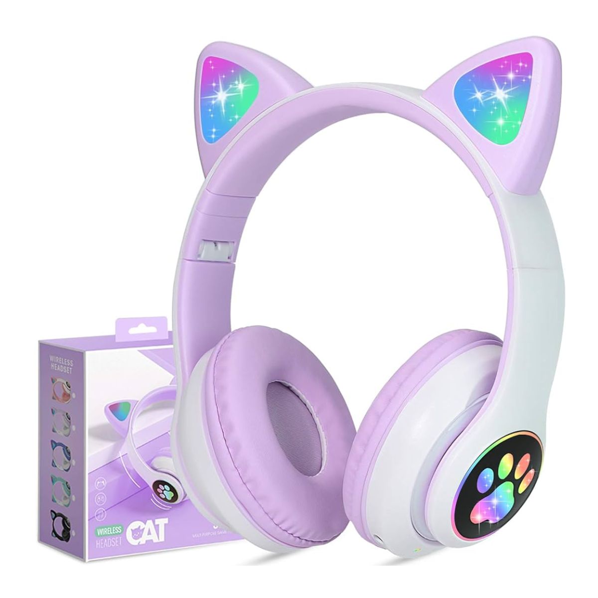 GENERICO - Audífonos Orejas De Gato Con Luces - Violeta