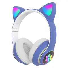 GENERICO - Audífonos Orejas De Gato Con Luces - Celeste