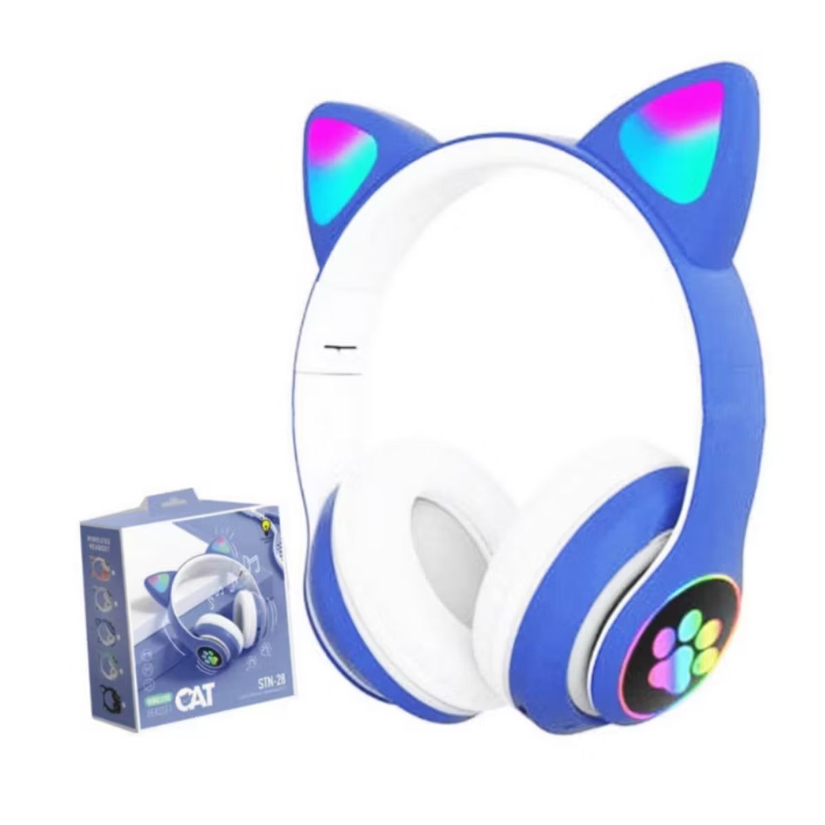 GENERICO - Audífonos Orejas De Gato Con Luces - Celeste