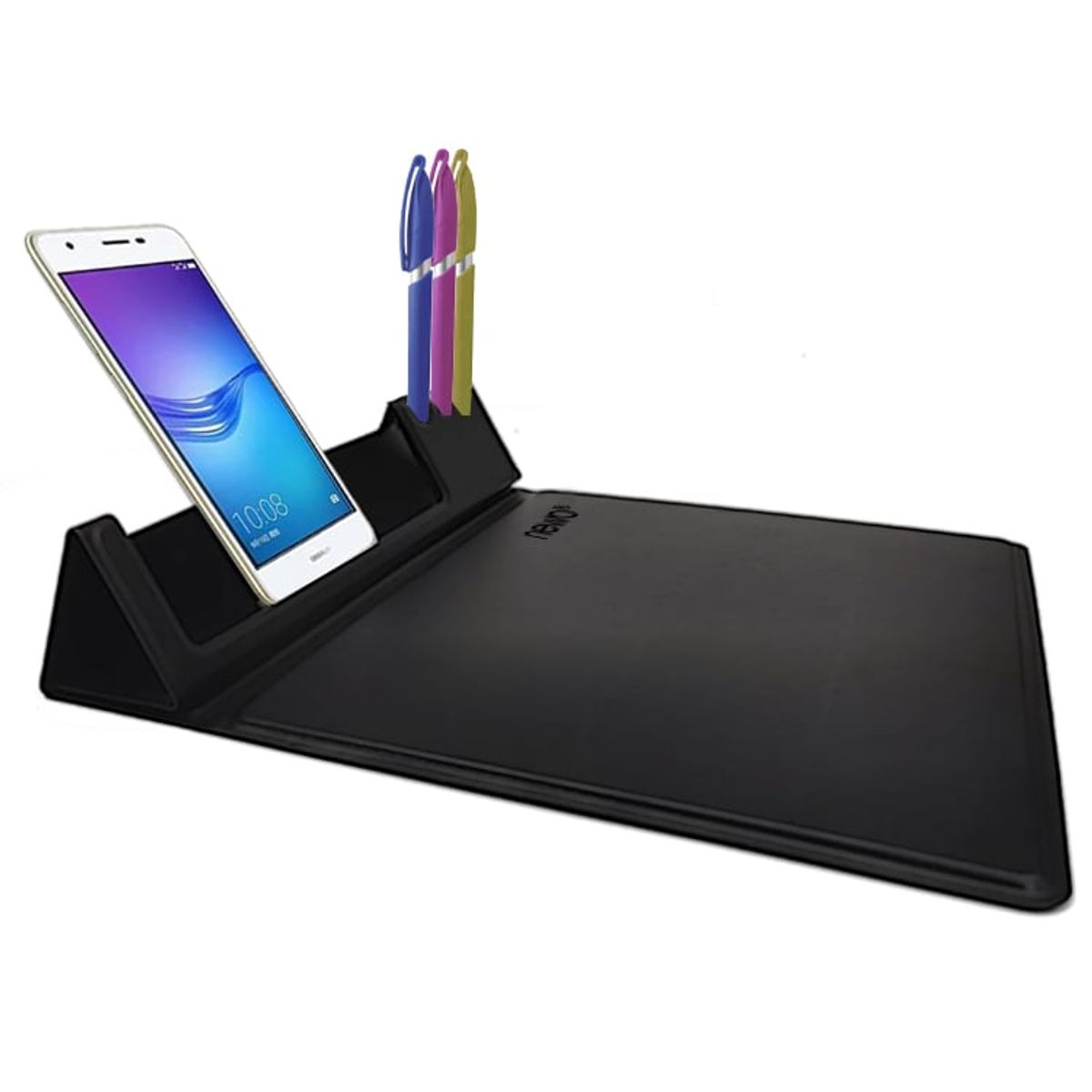 NEWO - Mouse Pad cuero PU Con Soporte Celular Y Lapicero