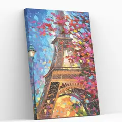 GENERICO - Pintura diamante Torre Eiffel Florecida- En Bastidor - 40x50 Diamond painting