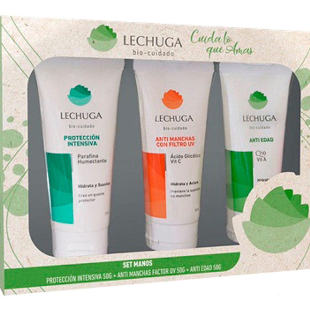 LECHUGA - Estuche 3 Cremas De Mano Proteccion Anti Manchas  Lechuga