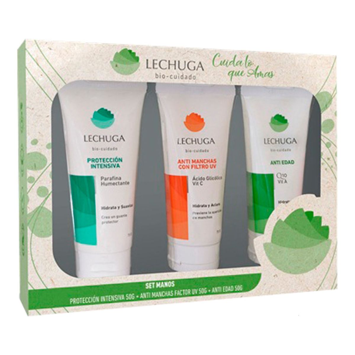 LECHUGA - Estuche 3 Cremas De Mano Proteccion Anti Manchas  Lechuga