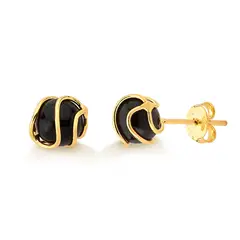 VANITE - Aros Mujer Bañado en Oro Black Pearl