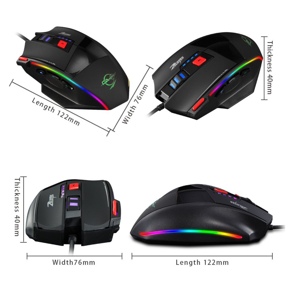 ZELOTES - Mouse Gaming 8 Keys Con Cable  Zelotes  C-17