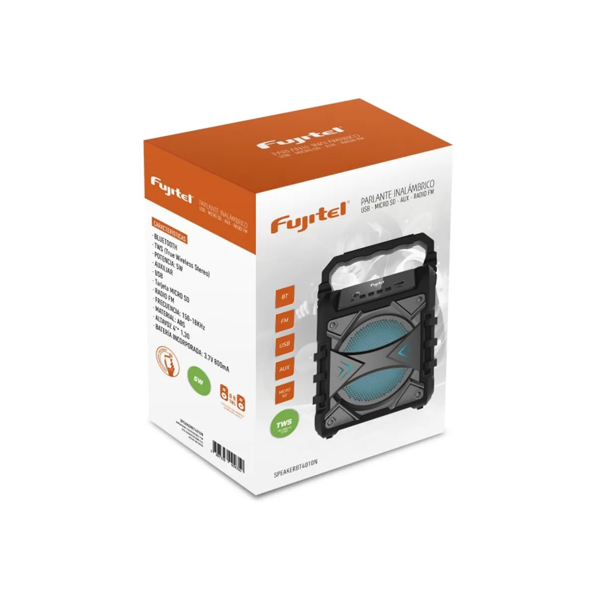 FUJITEL - Parlante Fujitel Recargable BT 5w 4” Negro