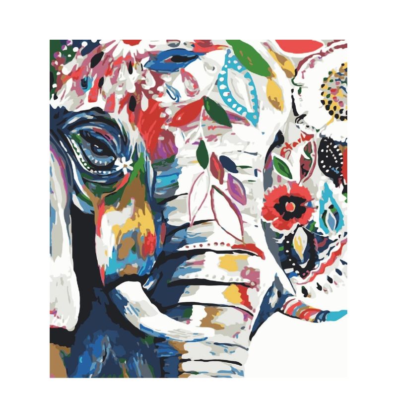 GENERICO - Pintura Por Números - SIN MARCO Elefante Colorido - Paint By Numbers 73