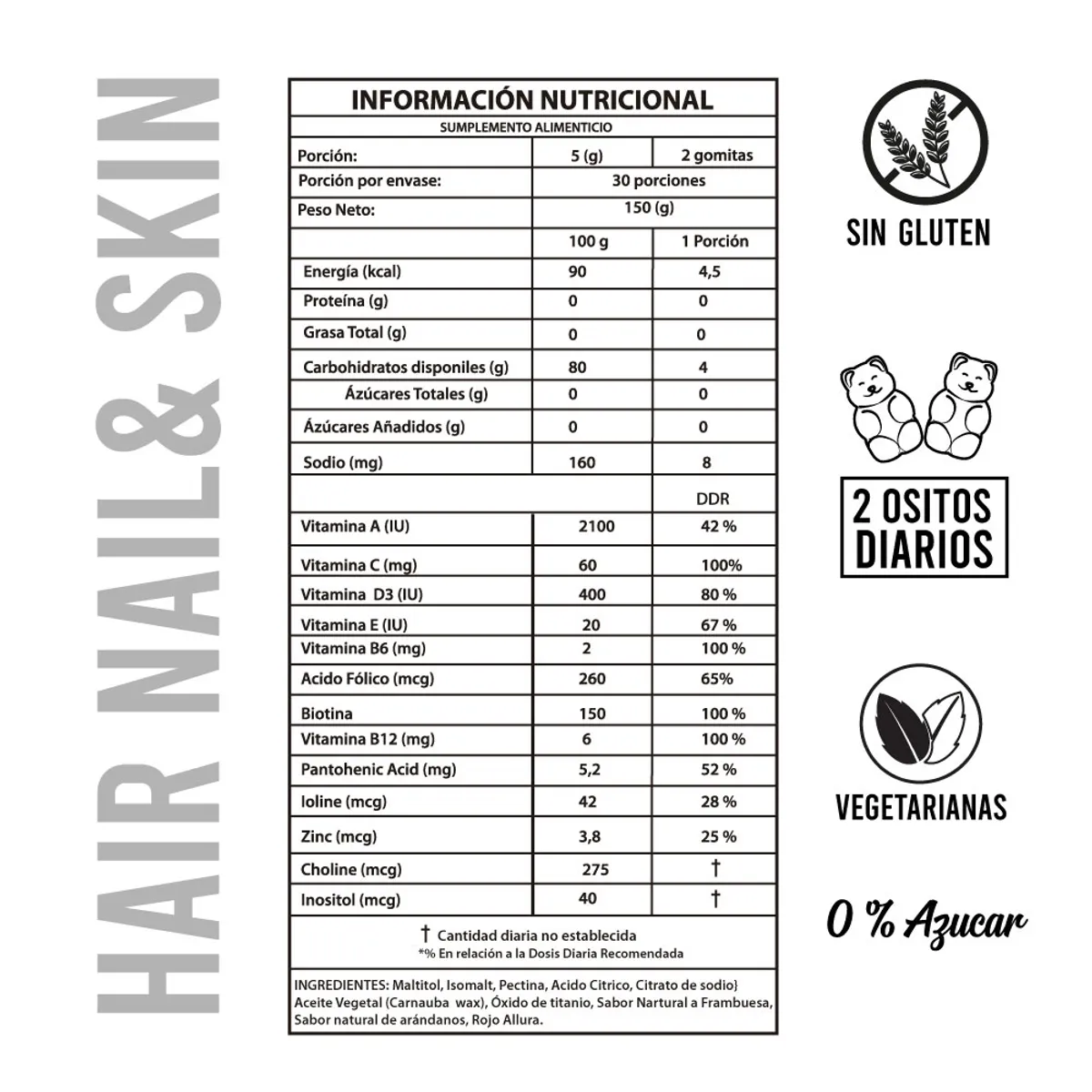 Perfect Bear - Biotina Vitaminas Gomitas Para El Pelo 2 meses