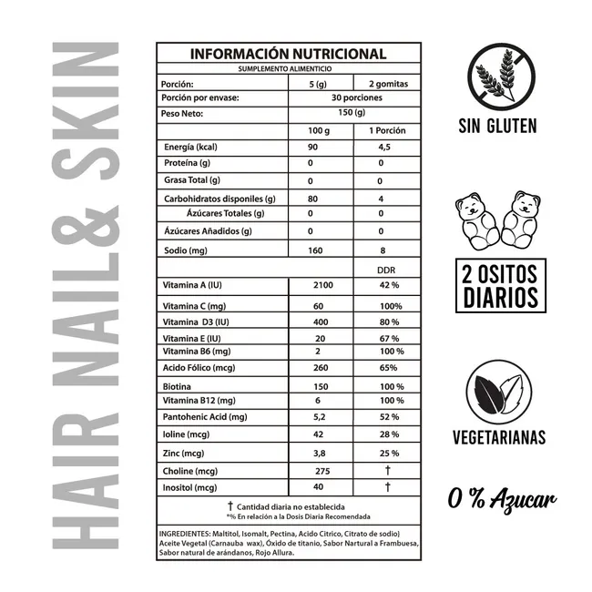 Perfect Bear - Biotina Vitaminas Gomitas Para El Pelo 2 meses