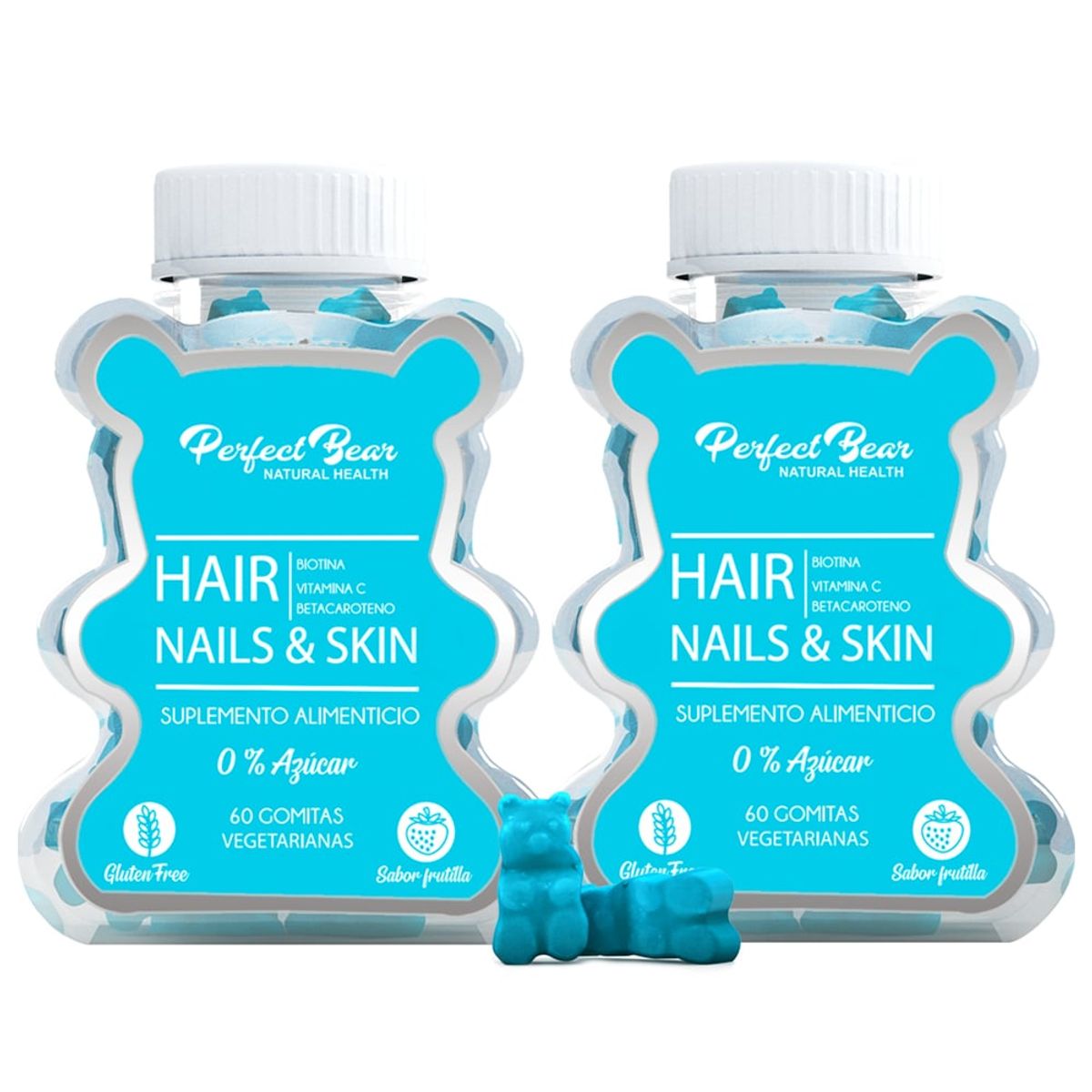 Perfect Bear - Biotina Vitaminas Para Cabello, Uñas Y Piel Gomitas X 2 meses