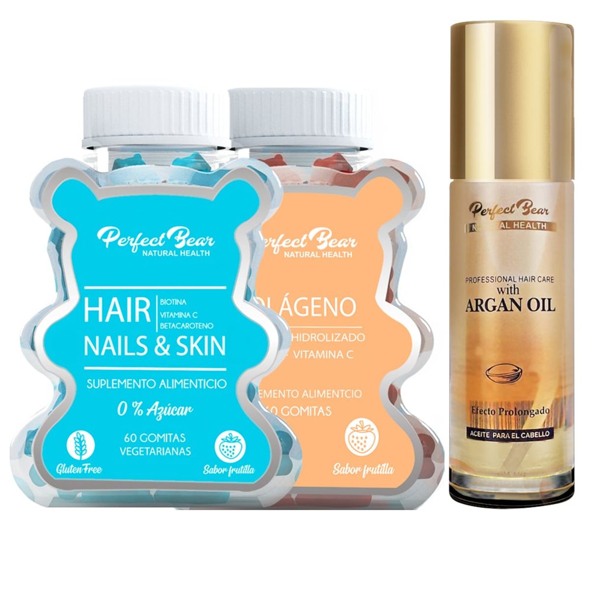 Perfect Bear - Biotina +  Colageno +Aceite de  Argan ,Pack Perfect Bear
